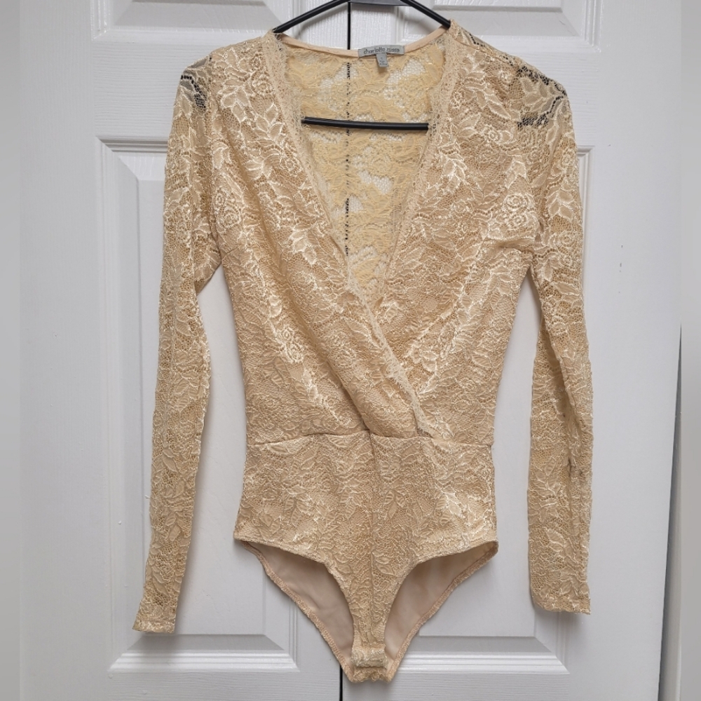 Elegant Lace Bodysuit in Champagne
